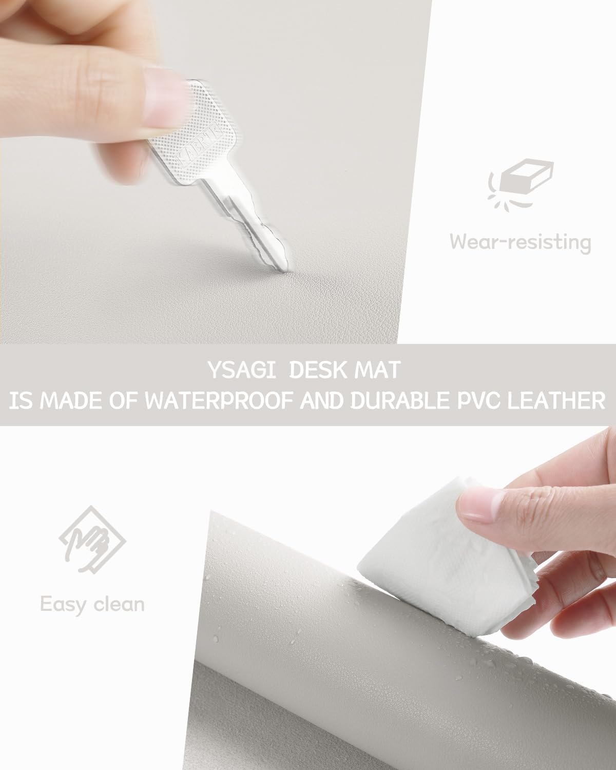 YSAGi Non-Slip Leather Desk Pad, Waterproof Laptop Computer Desk Keyboard Mat, Table Protector Blotter Mat, Large Mouse Pad for Office/Work/Home/Decor(Dark Brown, 31.5" x 15.7")