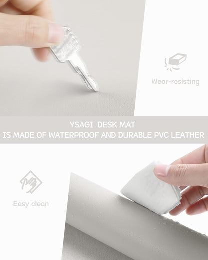YSAGi Non-Slip Leather Desk Pad, Waterproof Laptop Computer Desk Keyboard Mat, Table Protector Blotter Mat, Large Mouse Pad for Office/Work/Home/Decor(Dark Brown, 31.5" x 15.7")