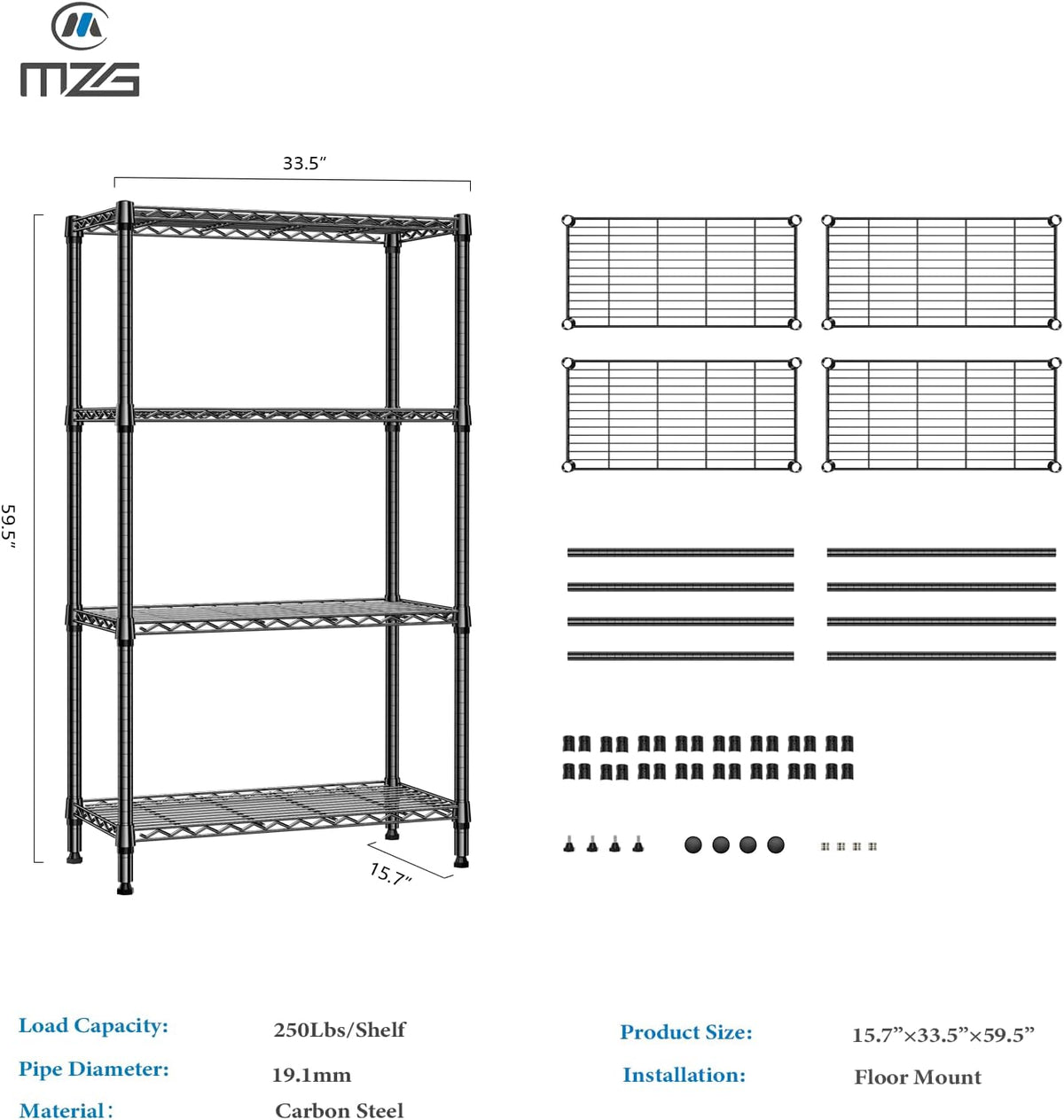 M MZG 450 lbs Steel Storage Shelving 3-Tier Utility Shelving Unit Steel Organizer Wire Rack for Home,Kitchen,Office (11.8" D x 17.7" W x 26.3" H) - Colors A