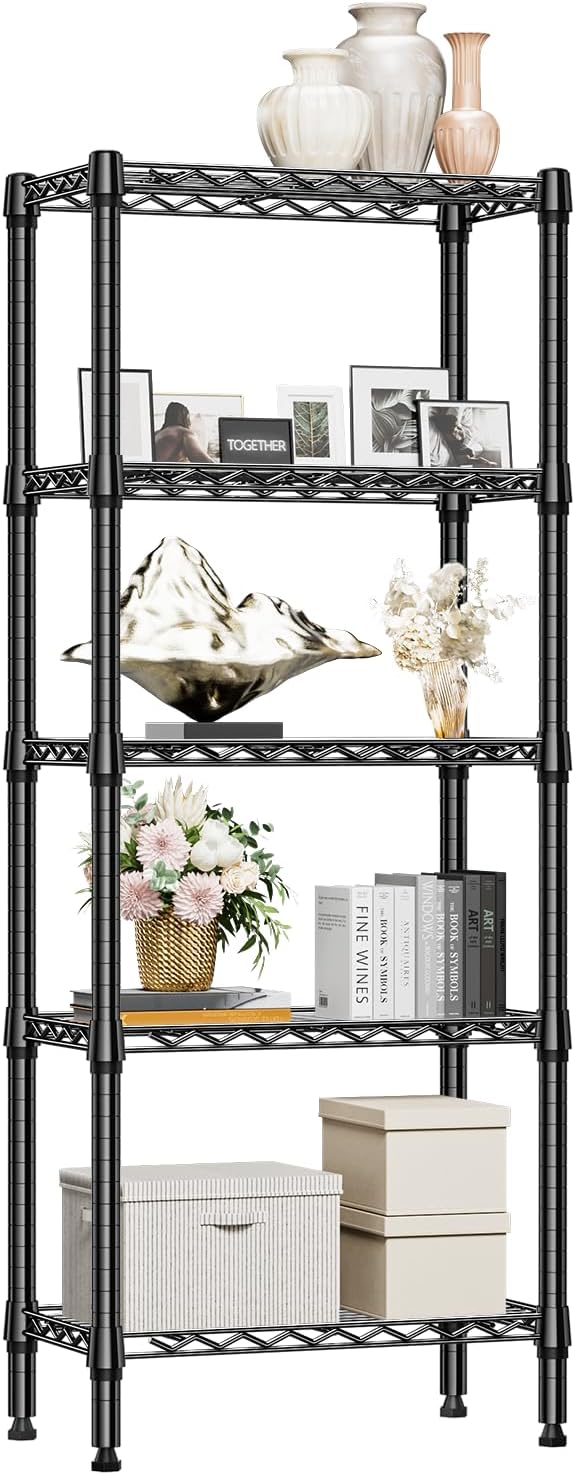 M MZG 450 lbs Steel Storage Shelving 3-Tier Utility Shelving Unit Steel Organizer Wire Rack for Home,Kitchen,Office (11.8" D x 17.7" W x 26.3" H) - Colors B