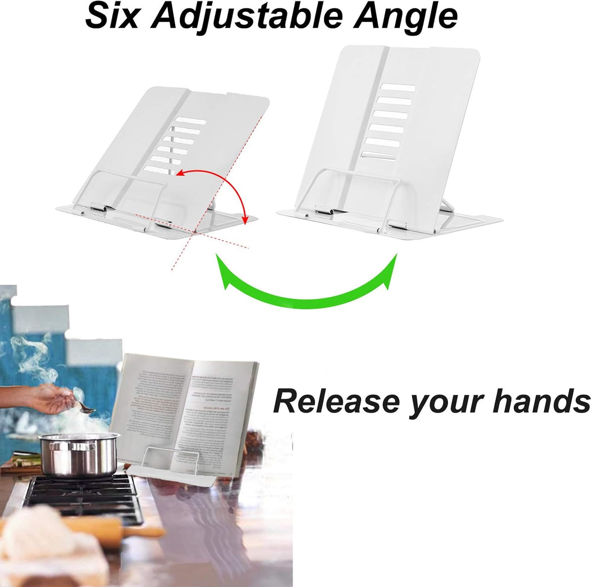 MSDADA Desk Book Stand Metal Reading Rest Book Holder Adjustable