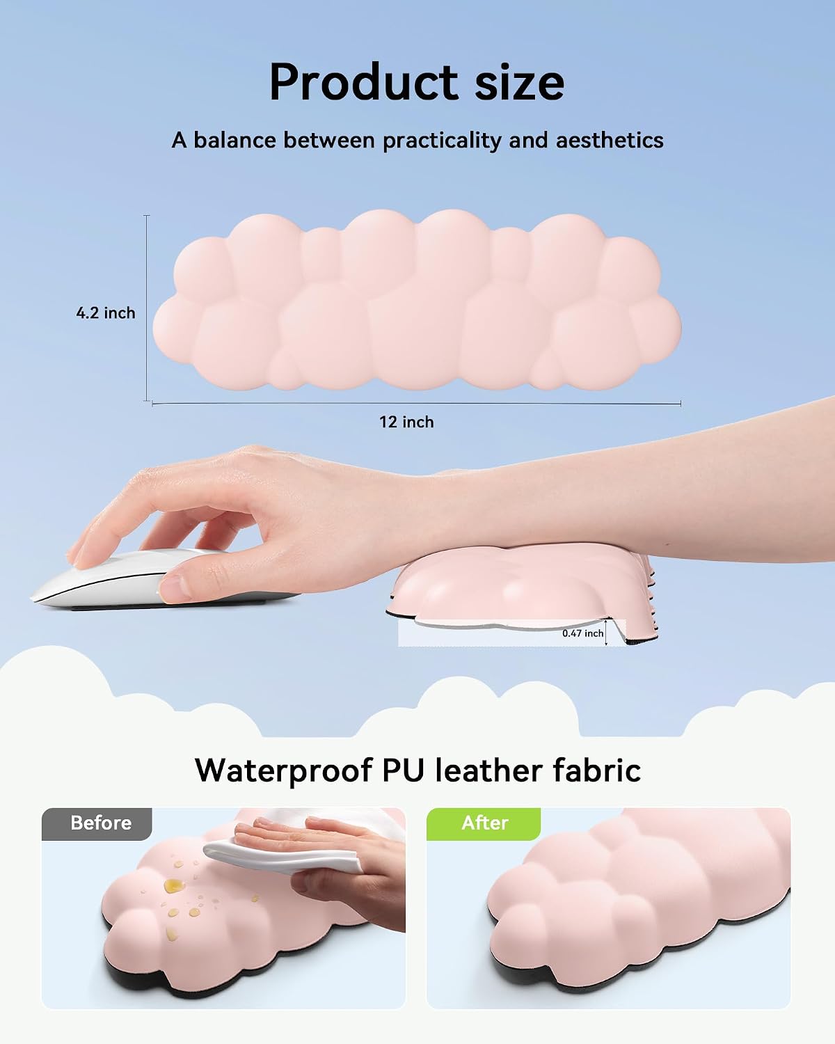 Laborio Elbow Pad for Desk, 2-Pack L-Shaped Desk Edge Arm Rest Cloud Wrist Rest, Non-Slip Memory Foam Wrist Pads, Black Wrist Support for Keyboard, Mouse, Laptop