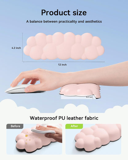 Laborio Elbow Pad for Desk, 2-Pack L-Shaped Desk Edge Arm Rest Cloud Wrist Rest, Non-Slip Memory Foam Wrist Pads, Black Wrist Support for Keyboard, Mouse, Laptop