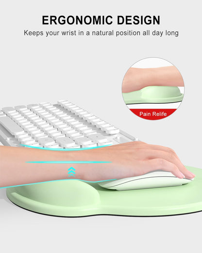 Ergonomic Mouse Pad with Wrist Rest, Comfortable Silicone Non-Slip Computer Pain Relief Gel Mouse Mat with Wrist Support for Gaming, Work, Office, Women & Men, Cute Pattern, Beige