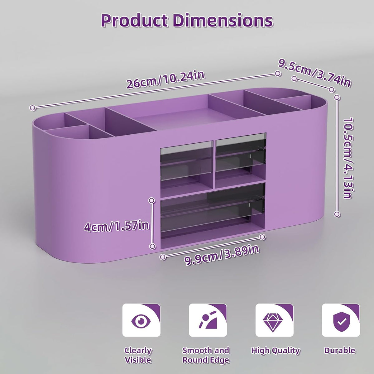 Marbrasse Desk Organizer Pen Holder for Desk with 3 Drawers, Multi-Functional Pencil Holder, Desk Organizers and Accessories with 7 Compartments for Home, School, Classroom(Pink)