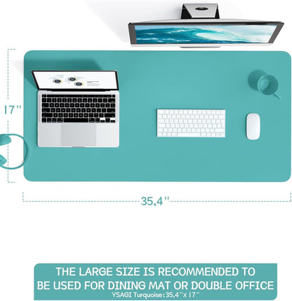YSAGi Non-Slip Leather Desk Pad, Waterproof Laptop Computer Desk Keyboard Mat, Table Protector Blotter Mat, Large Mouse Pad for Office/Work/Home/Decor(Dark Brown, 31.5" x 15.7")