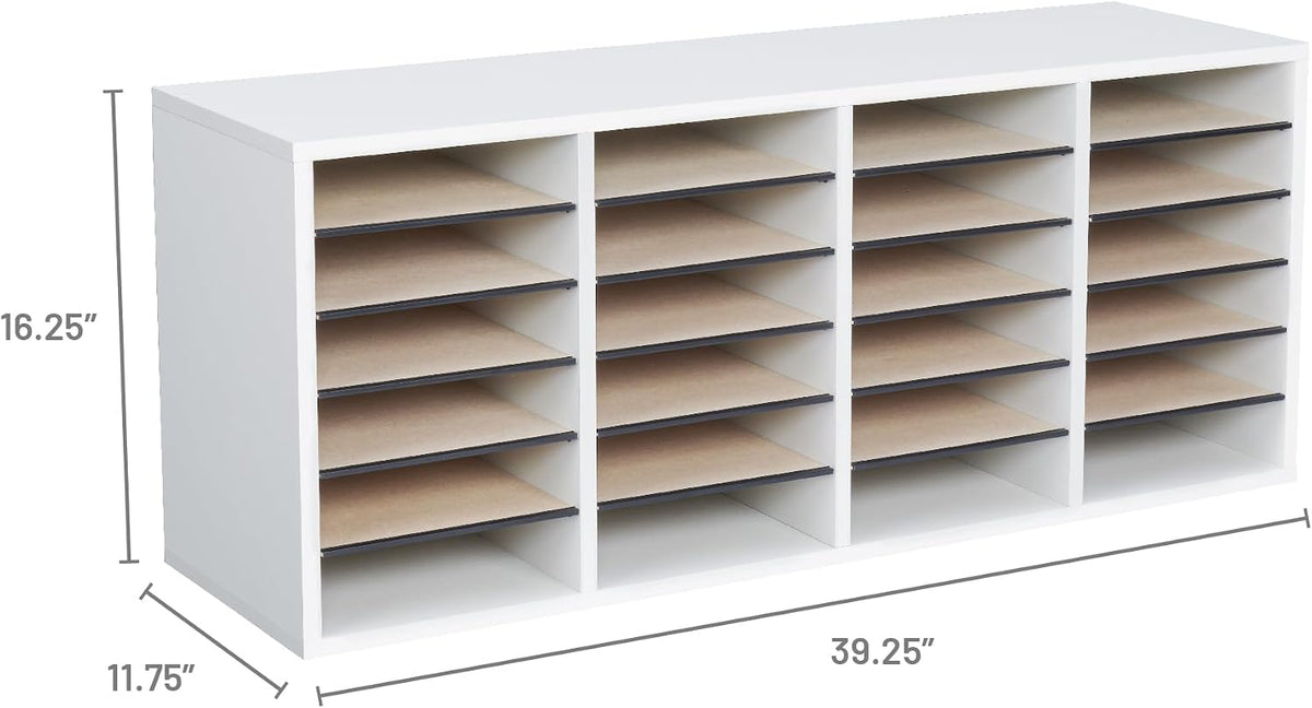 Safco 9422GR Wood Adjustable Literature & Paper Organizer, 16 Adjustable Compratment, Stackable Durable Construction, Home, Office, Mailroom, Classroom Mailbox , Gray