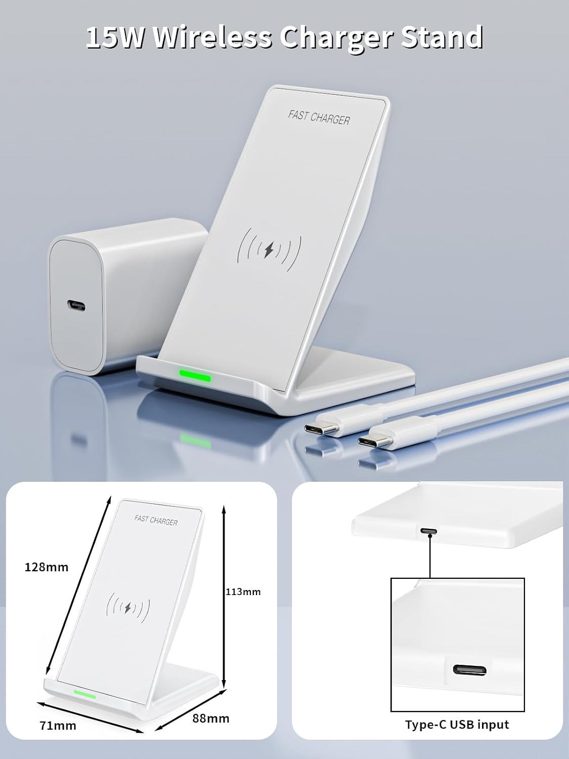 Wireless Charger Stand for Samsung,15W Max Wireless Charging Stand Desk Charging Station Android Desk Charger for Samsung S26/S25 Ultra/S24+/S23/S22/S21 FE,iPhone Air/17e/17 Pro Max/16 Pro/15/14/13/12