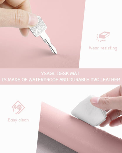 YSAGi Non-Slip Leather Desk Pad, Waterproof Laptop Computer Desk Keyboard Mat, Table Protector Blotter Mat, Large Mouse Pad for Office/Work/Home/Decor(Dark Brown, 31.5" x 15.7")