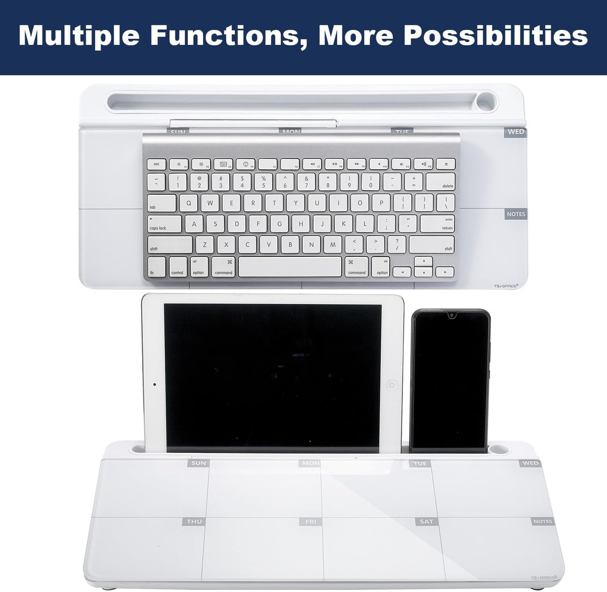 TSJ OFFICE Desktop Whiteboard Dry-Erase-Board - Computer Keyboard Stand White Board Surface Pad with Drawer, Desk Organizers with Accessories for Office, Home, School Supplies - Black