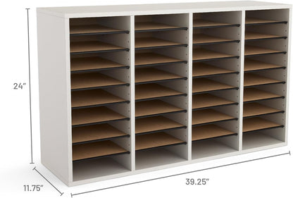 Safco 9422GR Wood Adjustable Literature & Paper Organizer, 16 Adjustable Compratment, Stackable Durable Construction, Home, Office, Mailroom, Classroom Mailbox , Gray