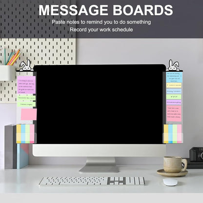 Office Desk Accessories 2pcs Multifunction Computer Monitor Memo Board - Office Supplies for Women Men Computer Sticky Note Holder Home Decor (Smooth Monitor Memo Board)