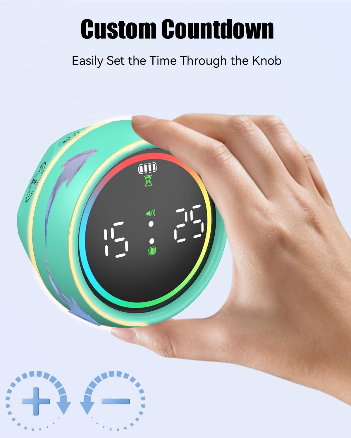 Pomodoro Timer Cube, Desk Timer for Productivity with 1, 5, 10 Min Preset Countdown, Stopwatch and Custom Countdown, for Kids, ADHD, Study, Work, Fitness, Cooking (White)