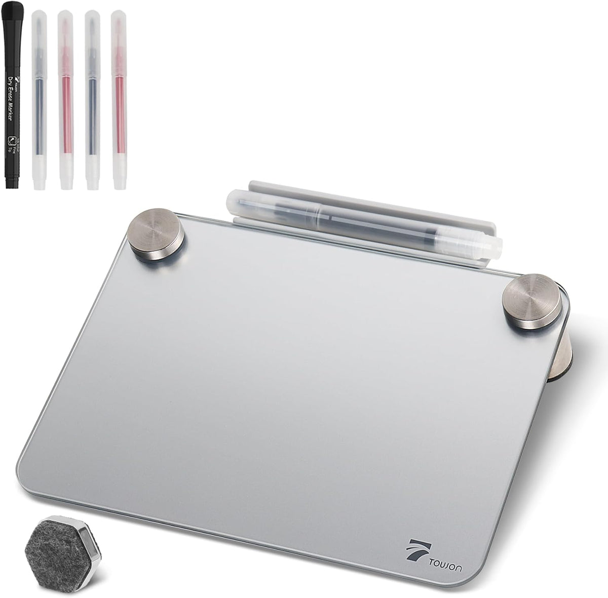 Small Glass Desktop Whiteboard Dry-Erase, Mini Pure Glass Whiteboard Stand