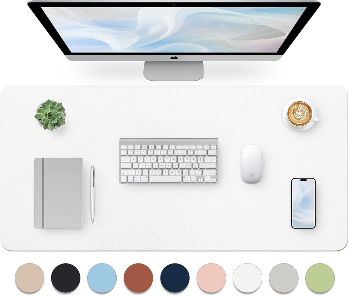 Bloss Leather Desk Pad and Keyboard Wrist Rest, Large Mouse Pad + Keyboard Pad+Mouse Wrist Support, Non-Slip Desk Mat Protector for Office, Home(31.5×15.7 Inches,Beige) - Colors A