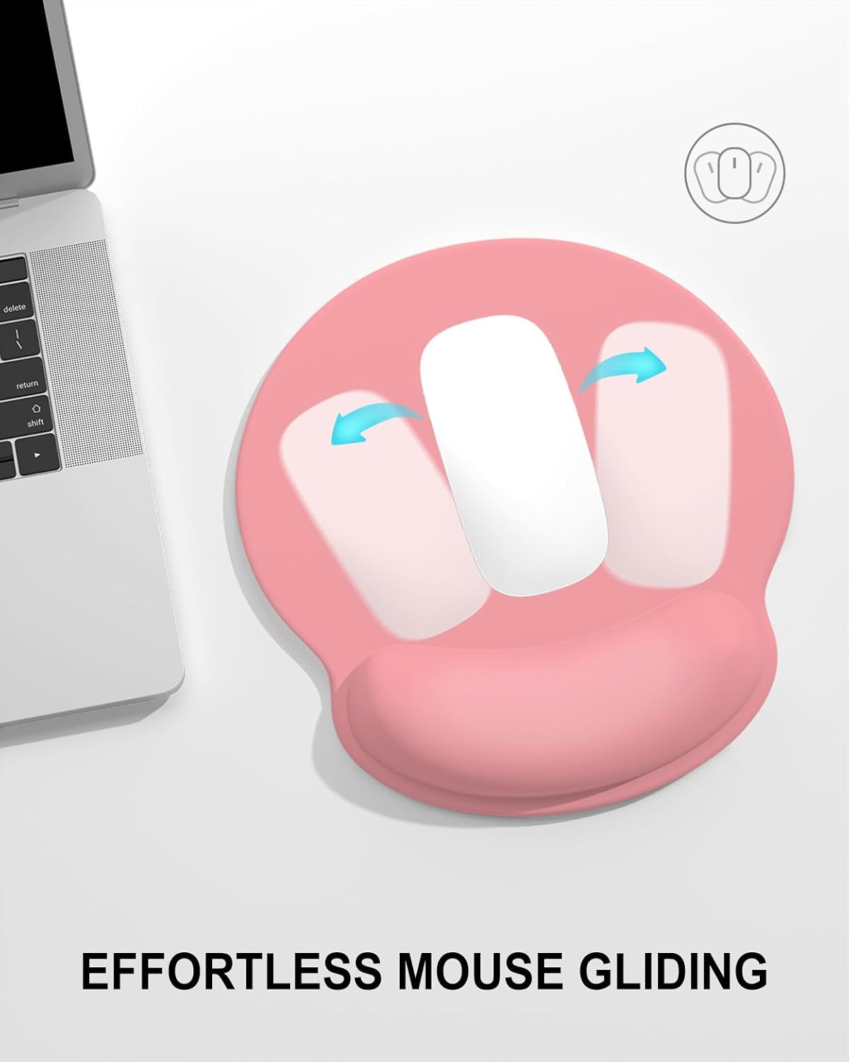 Ergonomic Mouse Pad with Wrist Rest, Comfortable Silicone Non-Slip Computer Pain Relief Gel Mouse Mat with Wrist Support for Gaming, Work, Office, Women & Men, Cute Pattern, Beige