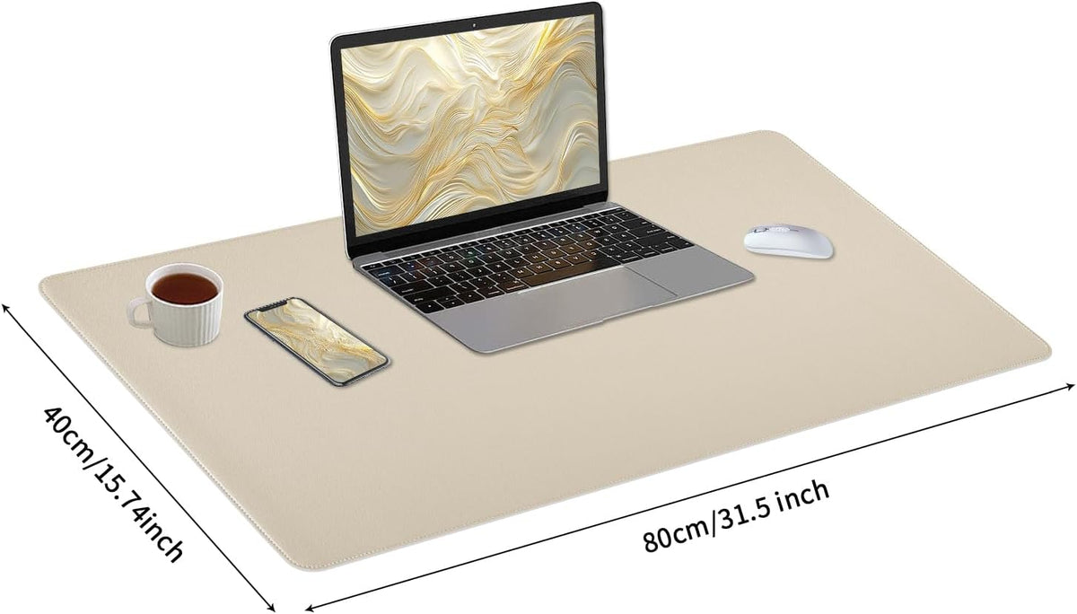 Bloss Leather Desk Pad and Keyboard Wrist Rest, Large Mouse Pad + Keyboard Pad+Mouse Wrist Support, Non-Slip Desk Mat Protector for Office, Home(31.5×15.7 Inches,Beige) - Colors B