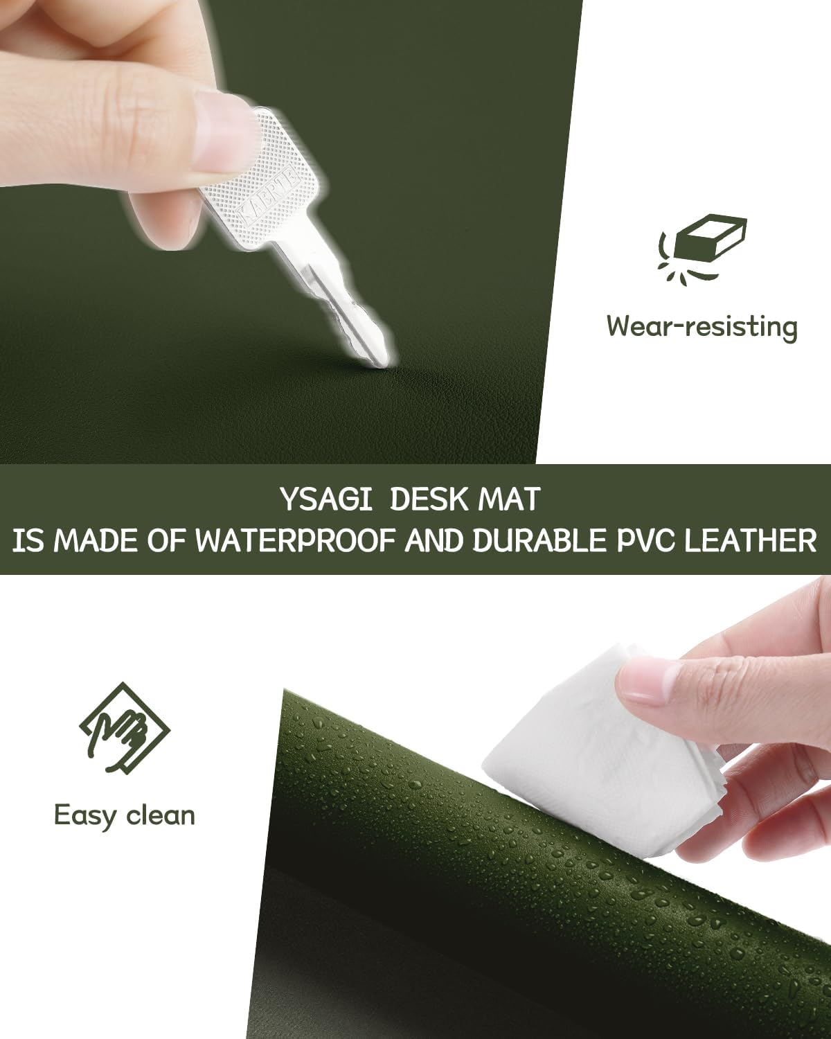 YSAGi Non-Slip Leather Desk Pad, Waterproof Laptop Computer Desk Keyboard Mat, Table Protector Blotter Mat, Large Mouse Pad for Office/Work/Home/Decor(Dark Brown, 31.5" x 15.7")