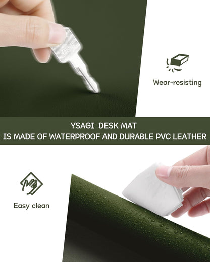 YSAGi Non-Slip Leather Desk Pad, Waterproof Laptop Computer Desk Keyboard Mat, Table Protector Blotter Mat, Large Mouse Pad for Office/Work/Home/Decor(Dark Brown, 31.5" x 15.7")