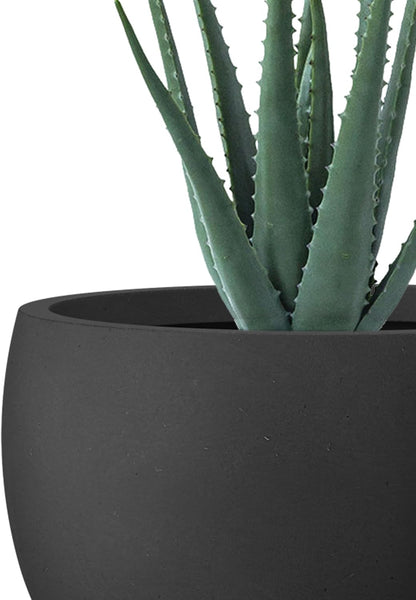 Kante 8.9" H x 10" W Small Concrete Planter, Compact Desktop Plant Pot with Drainage Hole & Rubber Plug – Lightweight Breathable Cement Container for Succulents, Cactus, Herbs, Indoor Outdoor, Gift