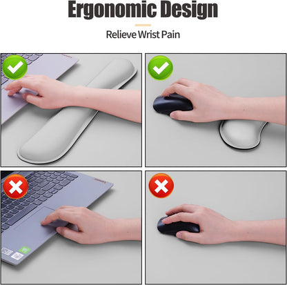 Bloss Leather Desk Pad and Keyboard Wrist Rest, Large Mouse Pad + Keyboard Pad+Mouse Wrist Support, Non-Slip Desk Mat Protector for Office, Home(31.5×15.7 Inches,Beige) - Colors B