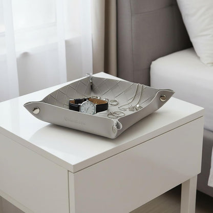 UnionBasic Small Valet Tray, Jewelry Tray for Rings Watches Earrings, Entryway Catchall Caddy for Coins Keys Change, Nightstand Bedside Valet Holder, Trays for Electronic Gadgets, Beige - Colors B