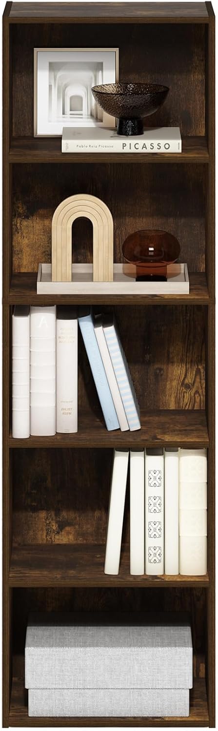 Furinno PASIR Book Shelf, 2-Tier Modern Bookshelf, Open Shelves Bookcase 9 x 12 x 21, Easy Assembly, for Living Room, Bedroom, Home Office, White