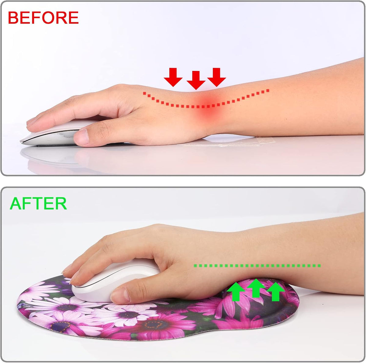 Ergonomic Mouse Pad with Wrist Support Rest,Large Mousepad Gel Wrist Rest, with Coaster Non-Slip & Pain Relief for Computer, Desk, Home&Office-Beach - Colors B