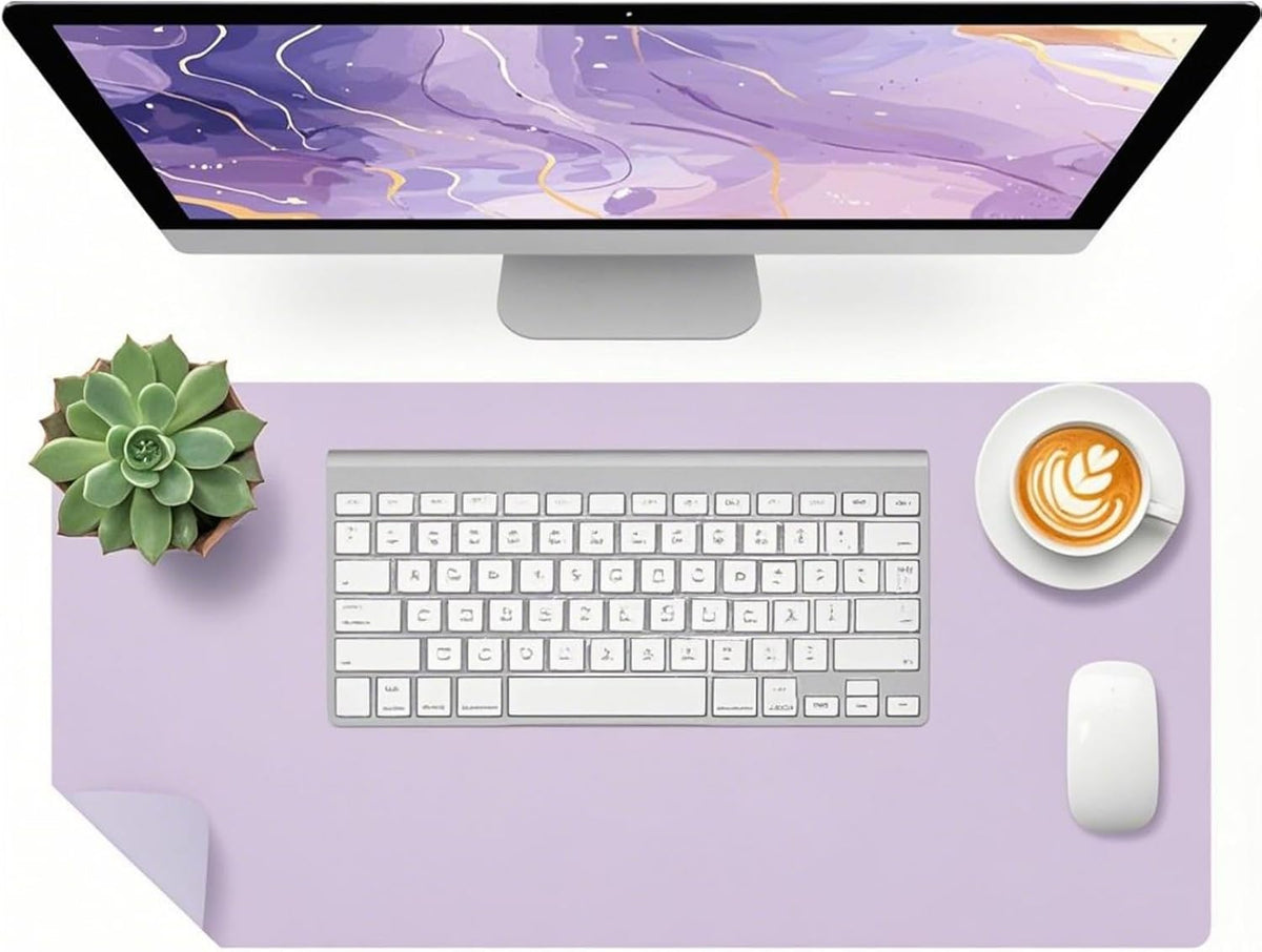 Bloss Leather Desk Pad and Keyboard Wrist Rest, Large Mouse Pad + Keyboard Pad+Mouse Wrist Support, Non-Slip Desk Mat Protector for Office, Home(31.5×15.7 Inches,Beige) - Colors B
