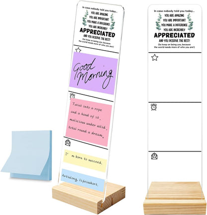 Monitor Memo Board with Removable Wooden Base Acrylic Portable Sticky Note Holder, It is Okay to Acrylic Message Board Sign, Office Desk Desk Set Sticky Notes 100 Sheets