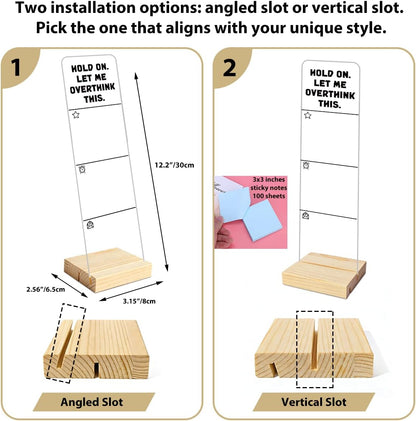Monitor Memo Board with Removable Wooden Base Acrylic Portable Sticky Note Holder, It is Okay to Acrylic Message Board Sign, Office Desk Desk Set Sticky Notes 100 Sheets
