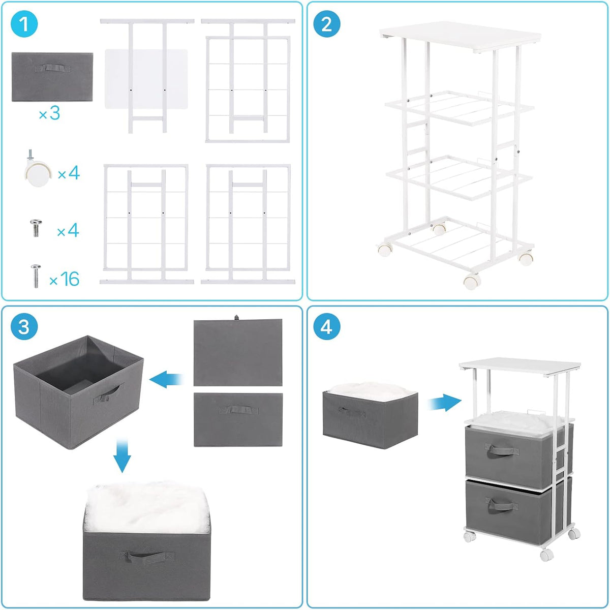 Dresser Storage with 3 Drawers, Fabric Dresser Tower, Vertical Storage Unit for Bedroom, Closet, Office, Black