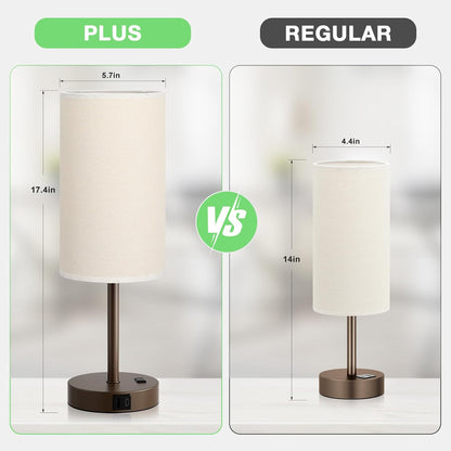 Dicoool Bedside Table Lamp for Bedroom - 3-Way Dimmable Touch Lamp, USB A+C
