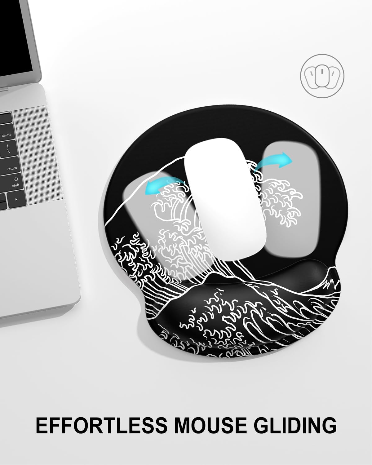 Ergonomic Mouse Pad with Wrist Rest, Comfortable Silicone Non-Slip Computer Pain Relief Gel Mouse Mat with Wrist Support for Gaming, Work, Office, Women & Men, Cute Pattern, Beige