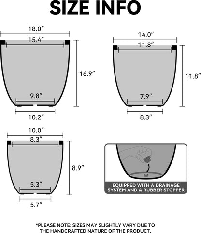 Kante 8.9" H x 10" W Small Concrete Planter, Compact Desktop Plant Pot with Drainage Hole & Rubber Plug – Lightweight Breathable Cement Container for Succulents, Cactus, Herbs, Indoor Outdoor, Gift