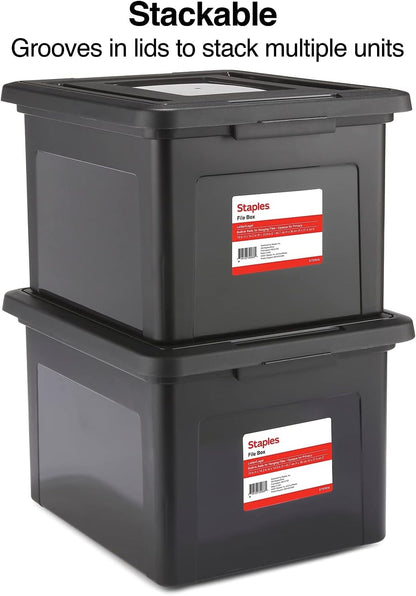 Hanging File Folder Box, Storage Bin Organizer, Snap Lid, Clear