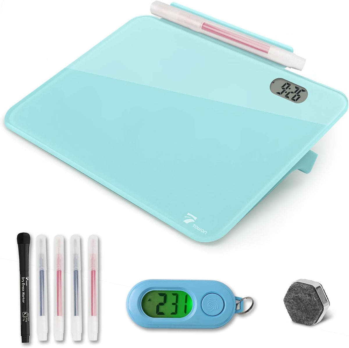 Small Glass Desktop Whiteboard Dry-Erase, Mini Pure Glass Whiteboard Stand