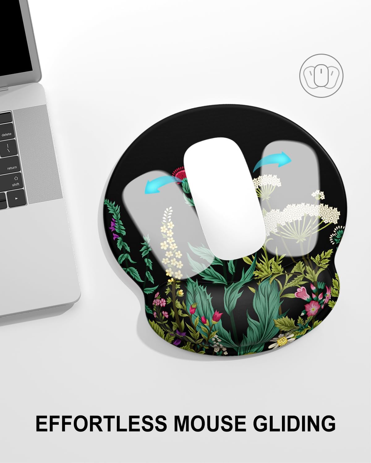 Ergonomic Mouse Pad with Wrist Rest, Comfortable Silicone Non-Slip Computer Pain Relief Gel Mouse Mat with Wrist Support for Gaming, Work, Office, Women & Men, Cute Pattern, Beige