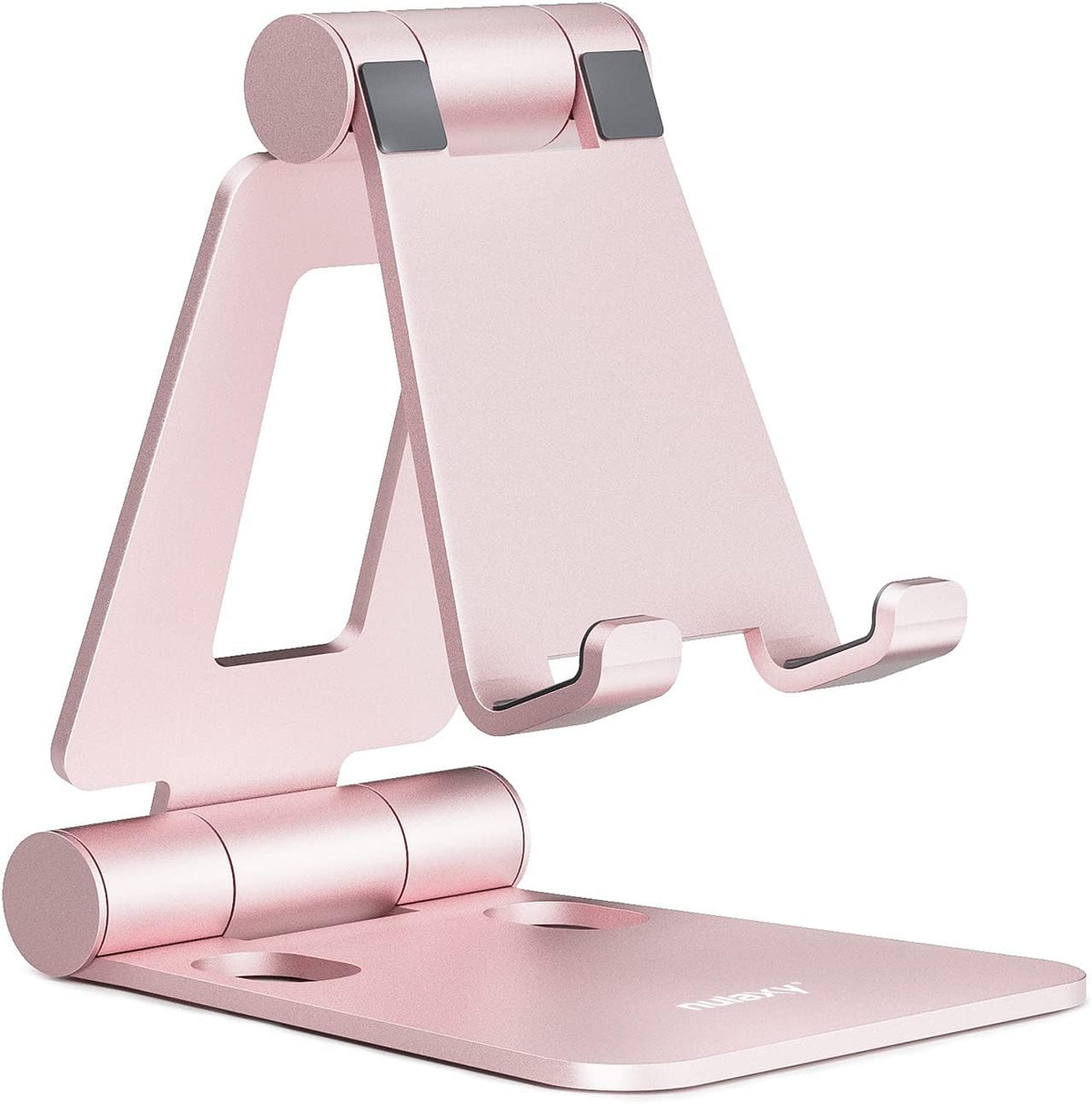 Nulaxy Dual Folding Cell Phone Stand, Fully Adjustable Foldable Desktop Phone Holder Cradle Dock Compatible with iPhone 17 16 15 14 13 12 11 Pro Max Xs Xr X 8, Nintendo Switch, All Phones - Purple