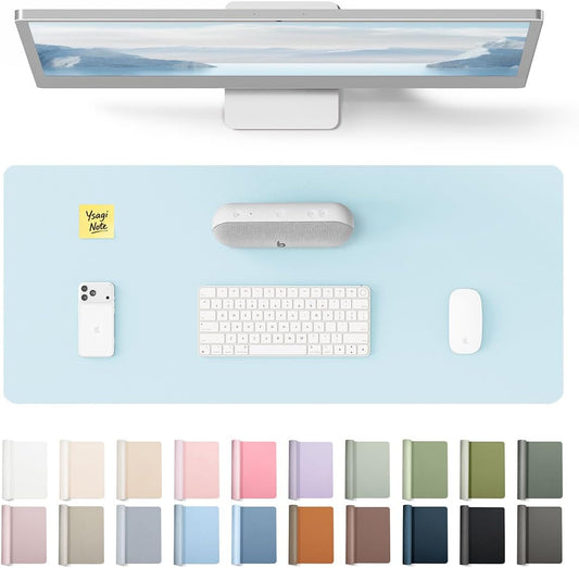 YSAGi Leather Desk Pad Protector, Office Desk Mat, Large Mouse Pad, Non-Slip PU Leather Desk Blotter, Waterproof Laptop Desk Writing Pad for Office and Home (23.6" x 13.8", Eggshell) - Colors B