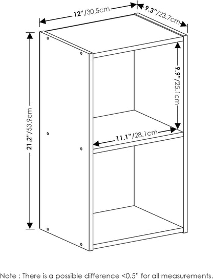 Furinno PASIR Book Shelf, 2-Tier Modern Bookshelf, Open Shelves Bookcase 9 x 12 x 21, Easy Assembly, for Living Room, Bedroom, Home Office, White