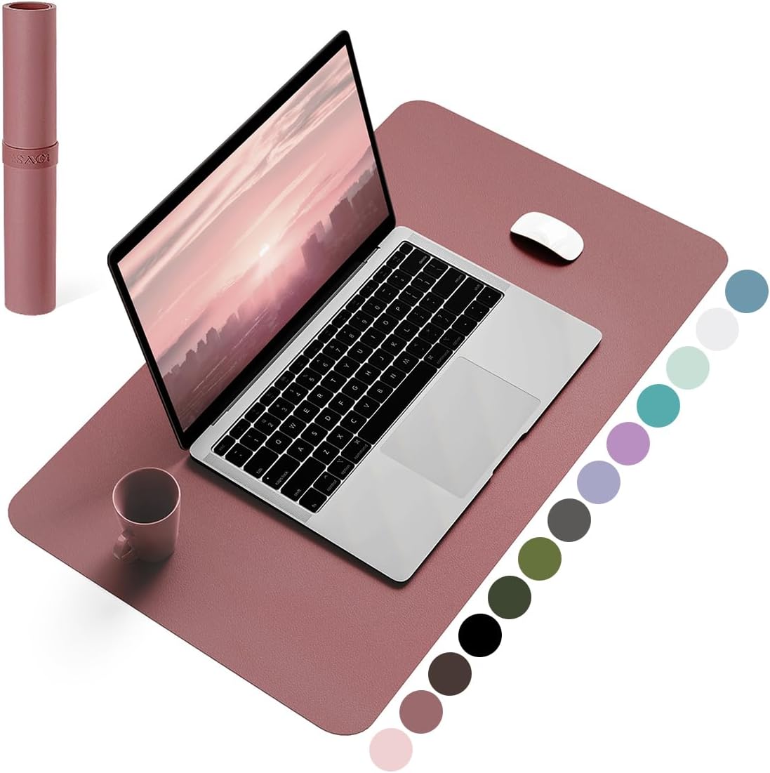 YSAGi Non-Slip Leather Desk Pad, Waterproof Laptop Computer Desk Keyboard Mat, Table Protector Blotter Mat, Large Mouse Pad for Office/Work/Home/Decor(Dark Brown, 31.5" x 15.7")