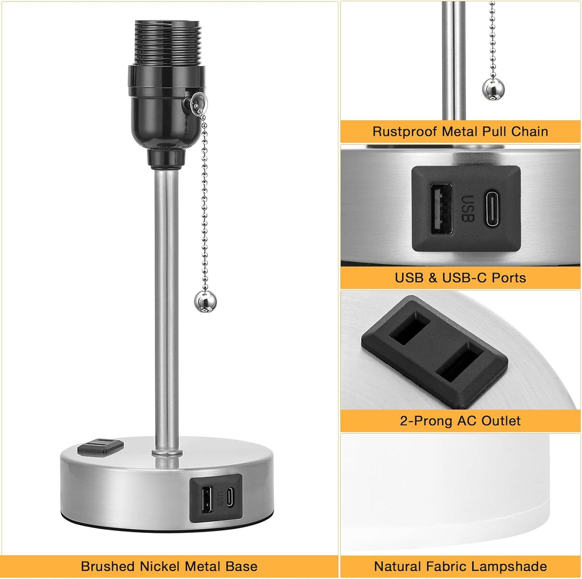Dicoool Bedside Table Lamp for Bedroom - Small Desk Lamp with USB Ports