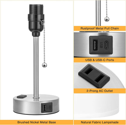 Dicoool Bedside Table Lamp for Bedroom - Small Desk Lamp with USB Ports