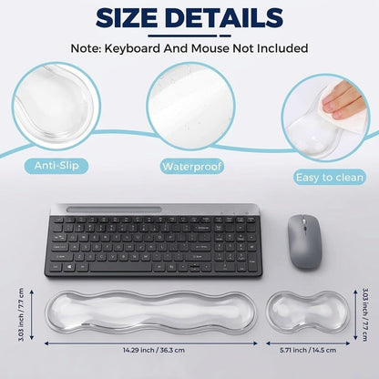 Gel Wrist Rest for Keyboard and Mouse, Wrist Rest for Keyboard, Mouse Wrist Support, Pain Relief, Cool Touch, Non-Skid, Keyboard and Mouse Wrist pad Set