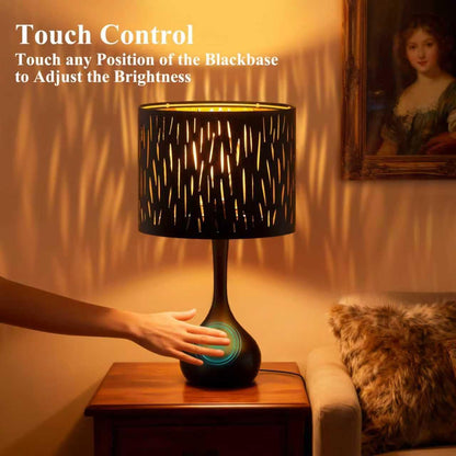 ONEWISH Touch Bedside Lamp for Bedroom, 3-Way Dimmable Farmhouse Table Lamps for Nightstand with Fabric Shade, Desk Lamp for Kids Reading, Home Office
