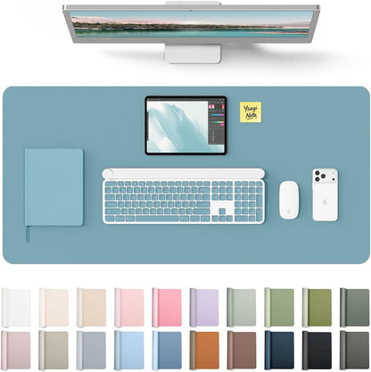YSAGi Leather Desk Pad Protector, Office Desk Mat, Large Mouse Pad, Non-Slip PU Leather Desk Blotter, Waterproof Laptop Desk Writing Pad for Office and Home (23.6" x 13.8", Eggshell) - Colors A