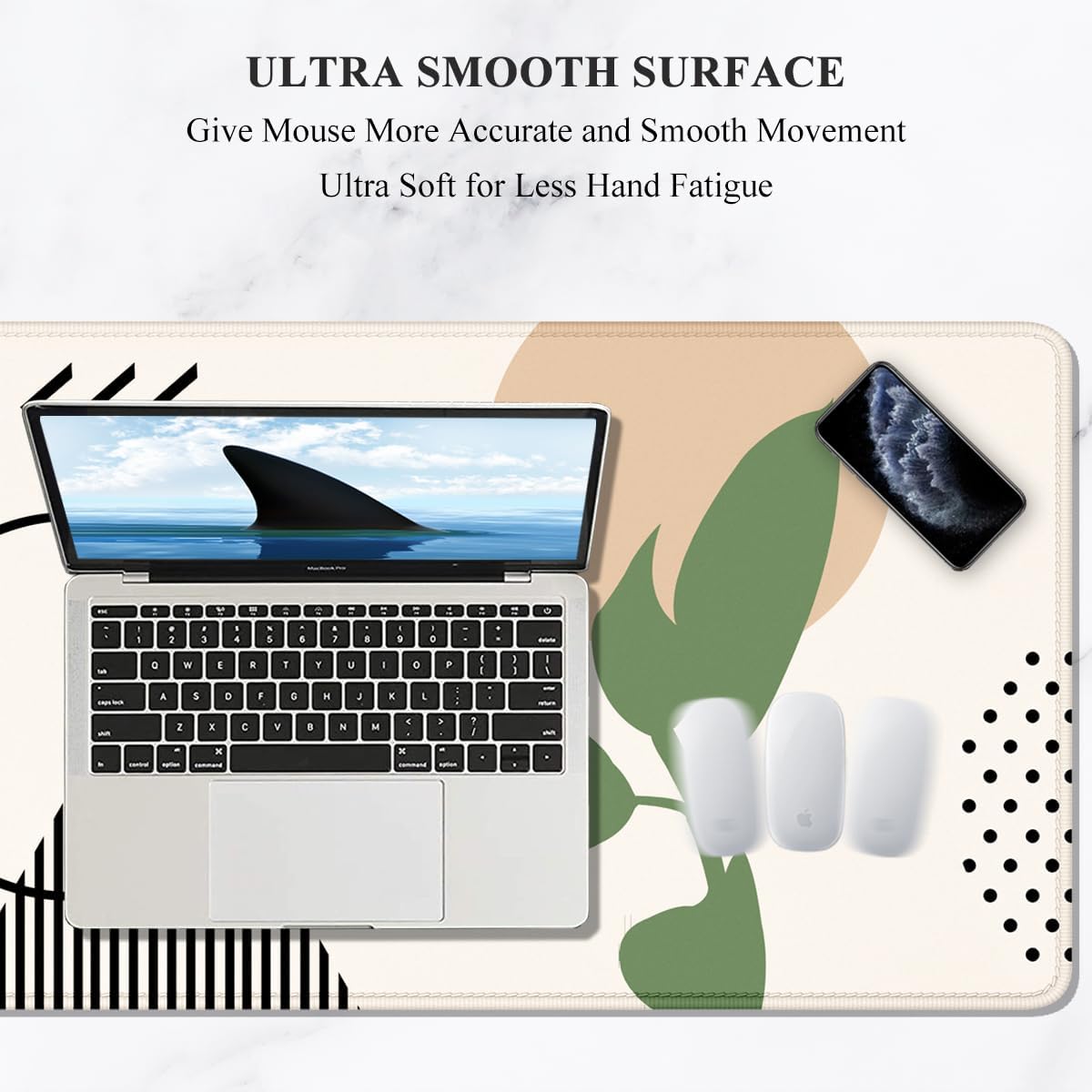 Auhoahsil Desk Mat, Ultra Large Mouse Pad, XXL Gaming Mousepad, Green Tropical Leaves Deskpad, Big Extended Full Size Mouse Pad, Desktop Desk Matt for Keyboard, Laptop & Computer, 35.5 x 15.7 in - Colors B