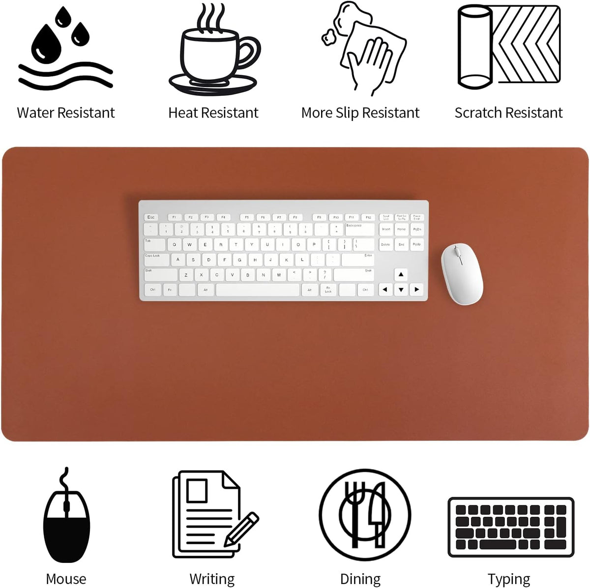 Bloss Leather Desk Pad and Keyboard Wrist Rest, Large Mouse Pad + Keyboard Pad+Mouse Wrist Support, Non-Slip Desk Mat Protector for Office, Home(31.5×15.7 Inches,Beige) - Colors A