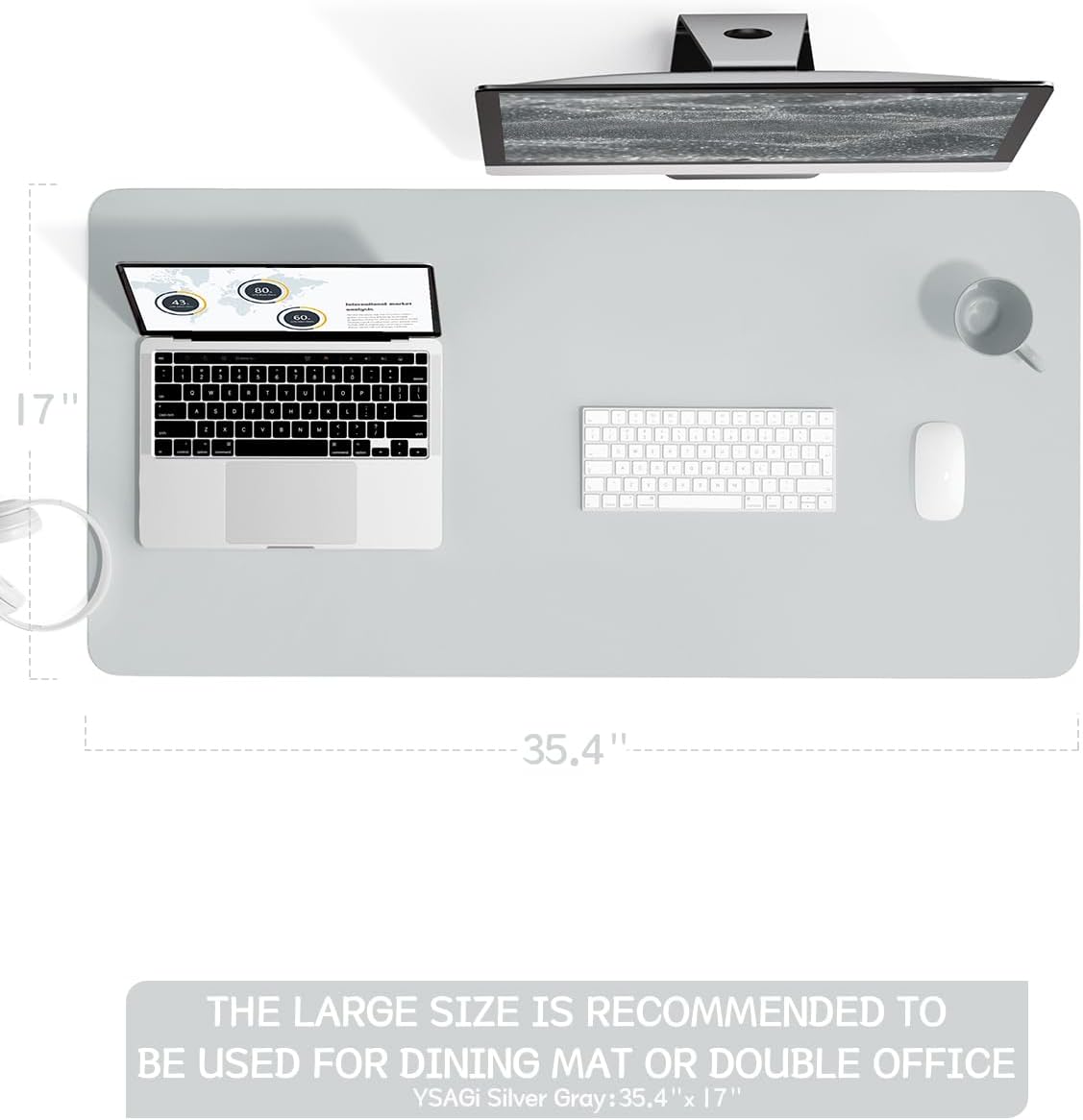 YSAGi Non-Slip Leather Desk Pad, Waterproof Laptop Computer Desk Keyboard Mat, Table Protector Blotter Mat, Large Mouse Pad for Office/Work/Home/Decor(Dark Brown, 31.5" x 15.7")